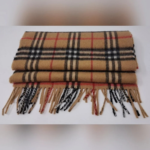 Burberry Vintage Scarf Nova Check Cashmere Wool England 90s Y2K 58" x 12" - Picture 4 of 12